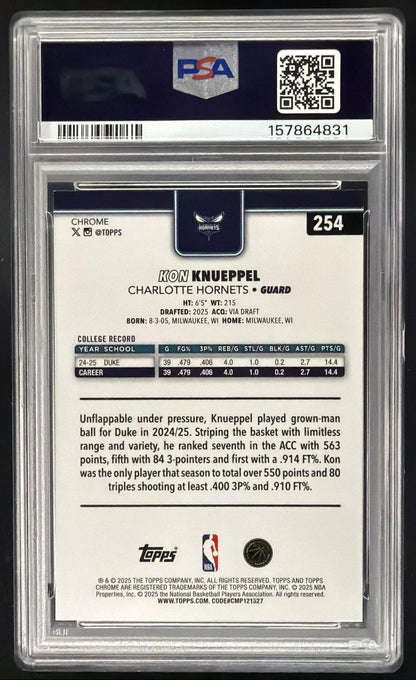 2025-26 Topps Chrome Kon Knueppel #254 X-Fractor RC PSA 10