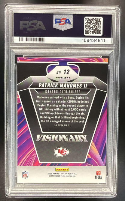 2025 Panini Mosaic Patrick Mahomes II #12 Visionary PSA 10