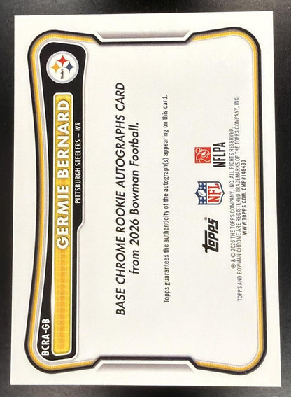 2026 Bowman Football Germie Bernard #BCRA-GB Mojo Auto RC