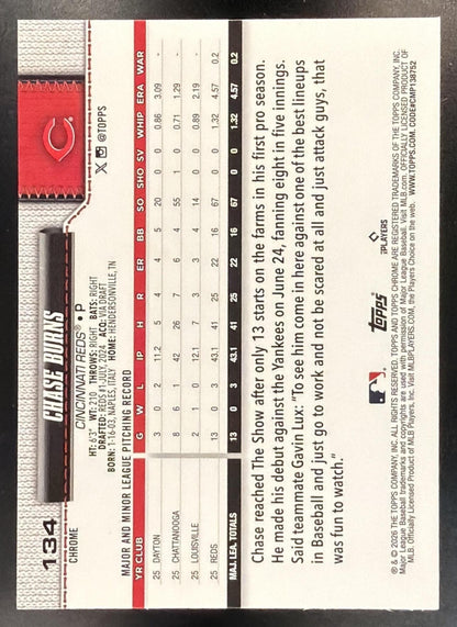 2026 Topps Chrome Sapphire Chase Burns #134 Image Variation RC