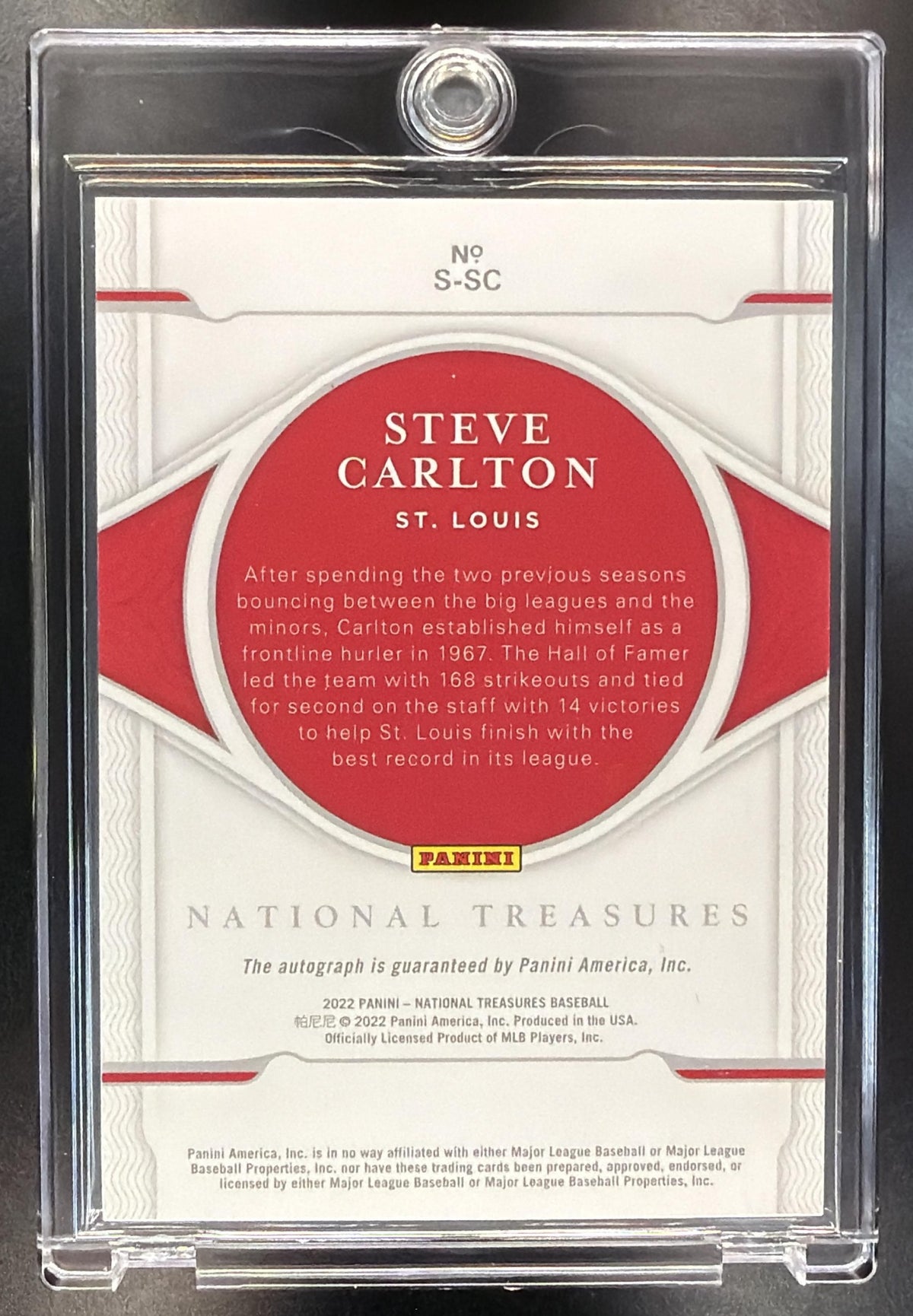 2022 Panini National Treasures Steve Carlton #S-SC Signatures 33/49 Auto