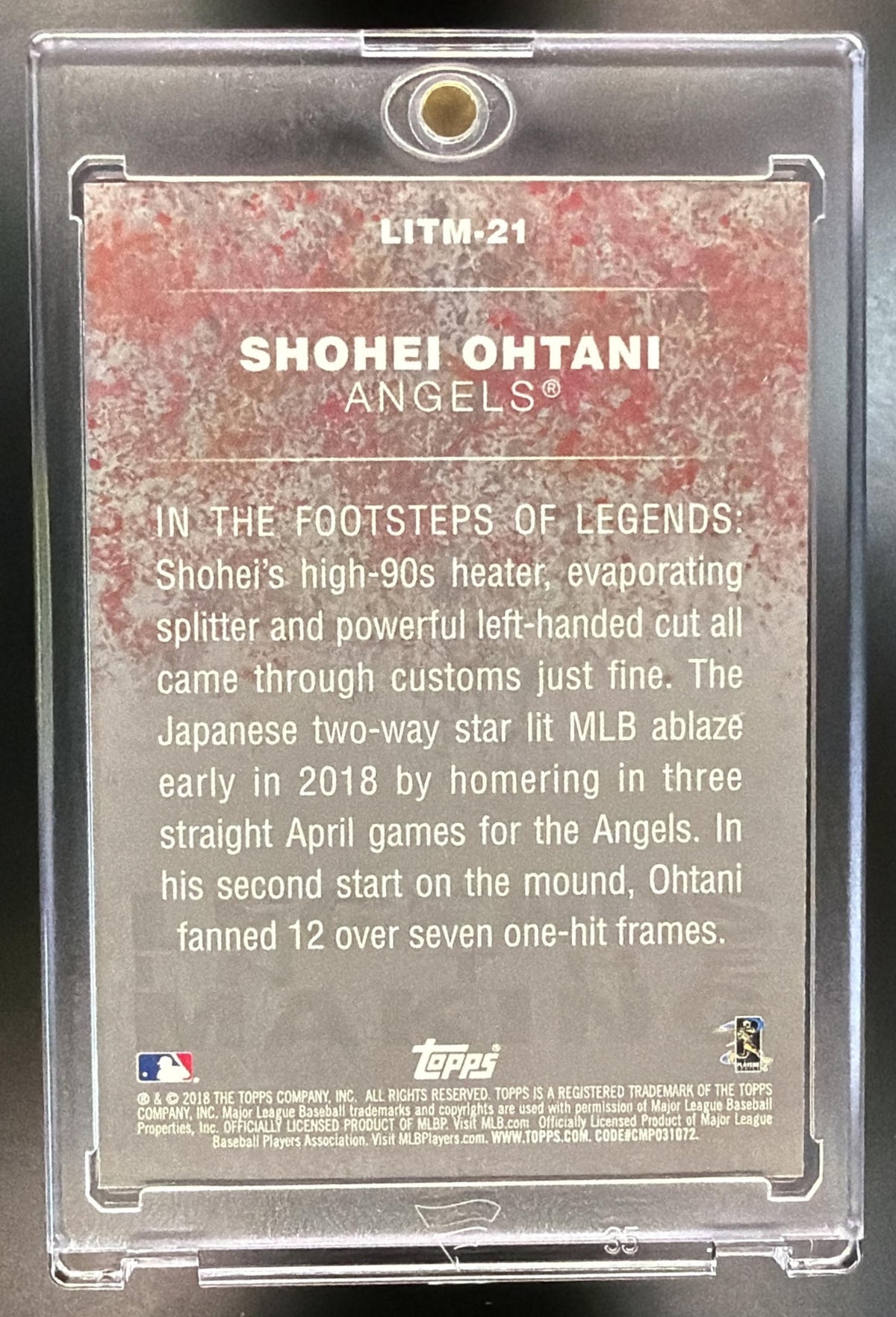 2018 Topps Update Shohei Ohtani #LITM-21 Legends in the Making Black RC Angels