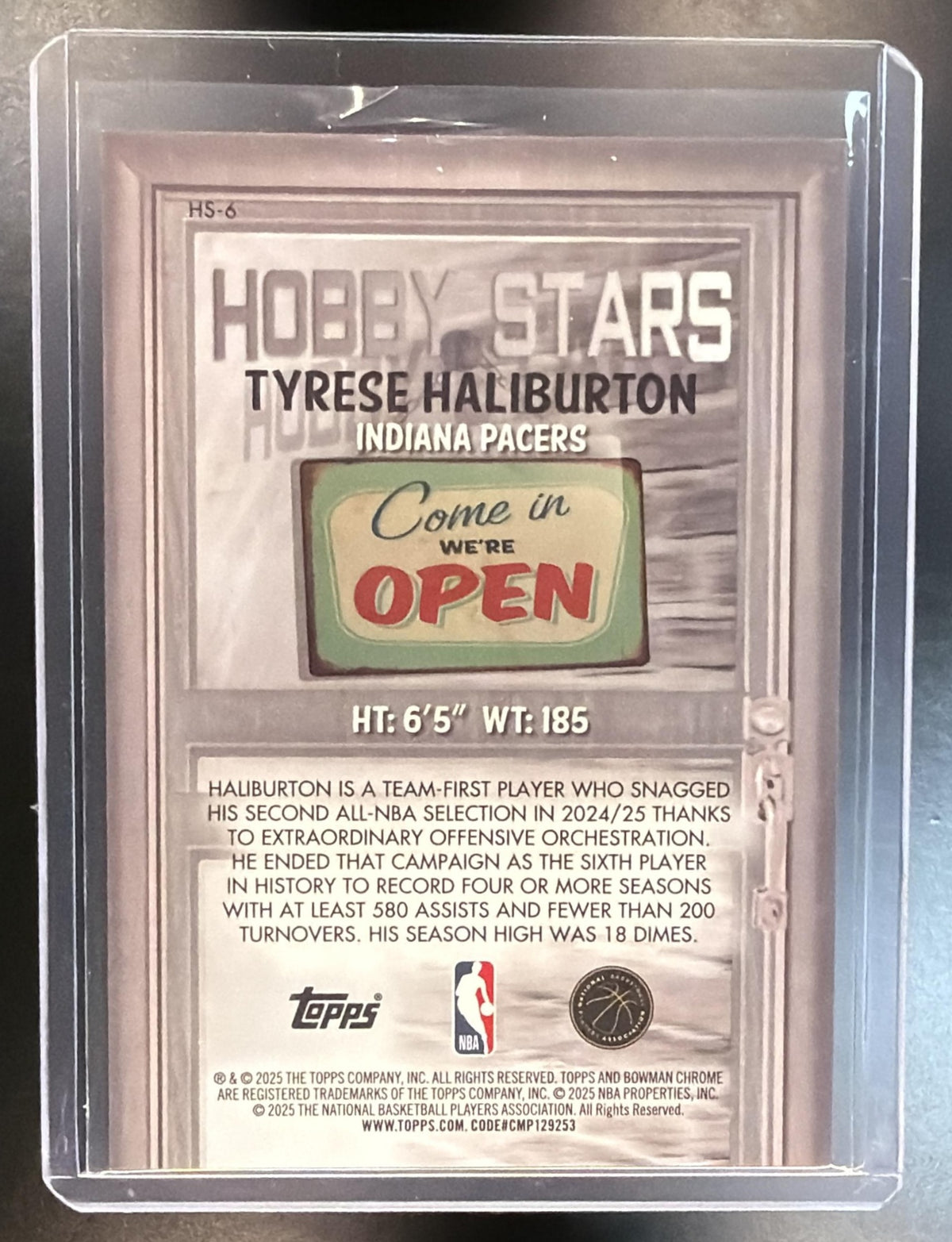 2025-26 Bowman Chrome NBA Tyrese Haliburton #HS-6 Hobby Stars Gold Geometric 20/50
