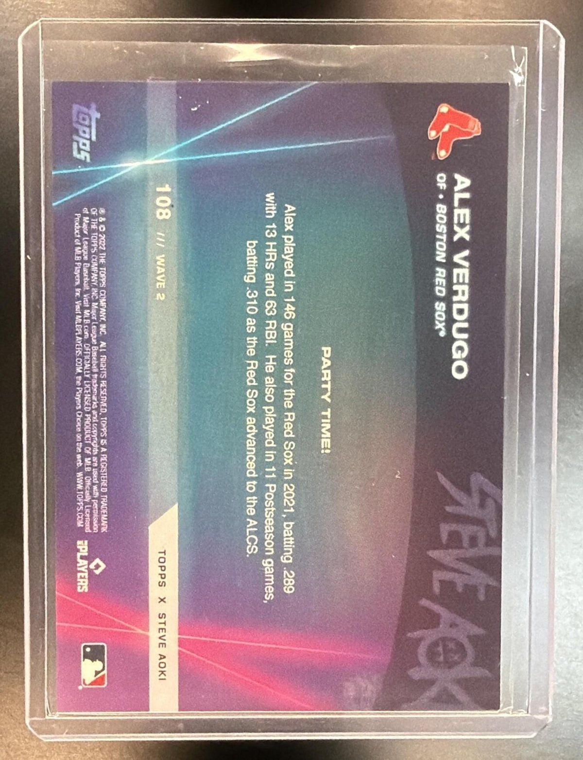 2022 Topps x Steve Aoki Party Alex Verdugo #108 Tie-Dye Glitter Blast 5/5 Red Sox