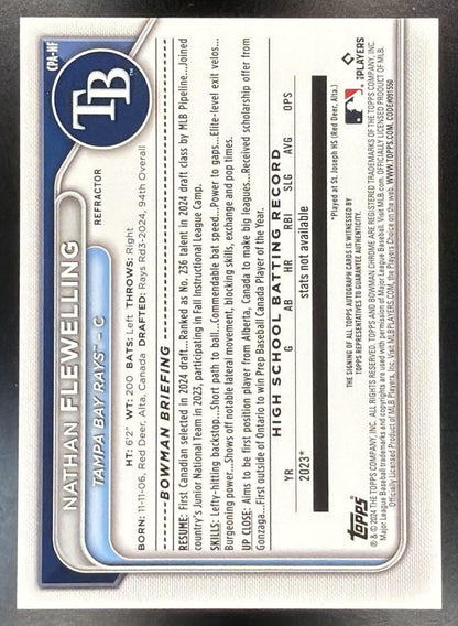 2024 Bowman Draft Nathan Flewelling #CPA-NF Chrome Auto Refractor 335/499 1st