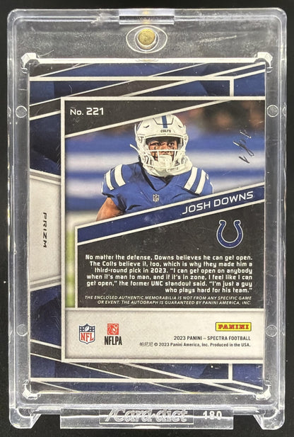 2023 Panini Spectra Josh Downs #221 Rookie Patch Auto 1/1 Gold Vinyl Shield