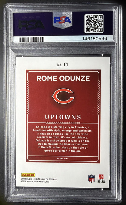 2024 Panini Donruss Optic Rome Odunze #11 Uptown RC SSP PSA 9