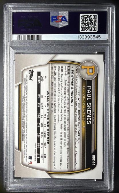 2023 Bowman Draft Paul Skenes #BDC-14 Chrome Refractor 1st Prospect PSA 9