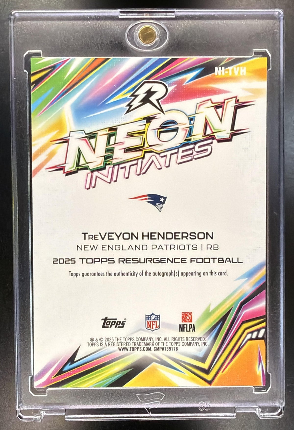 2025 Topps Resurgence TreVeyon Henderson #NI-TVH Neon Initiates Auto Gold Power Surge Refractor /50 SP RC
