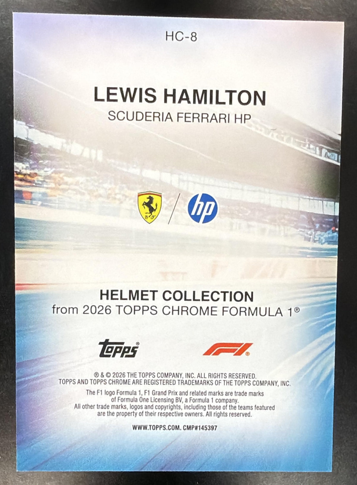 2026 Topps Chrome Formula 1 F1 Lewis Hamilton #HC-8 Helmet Collection