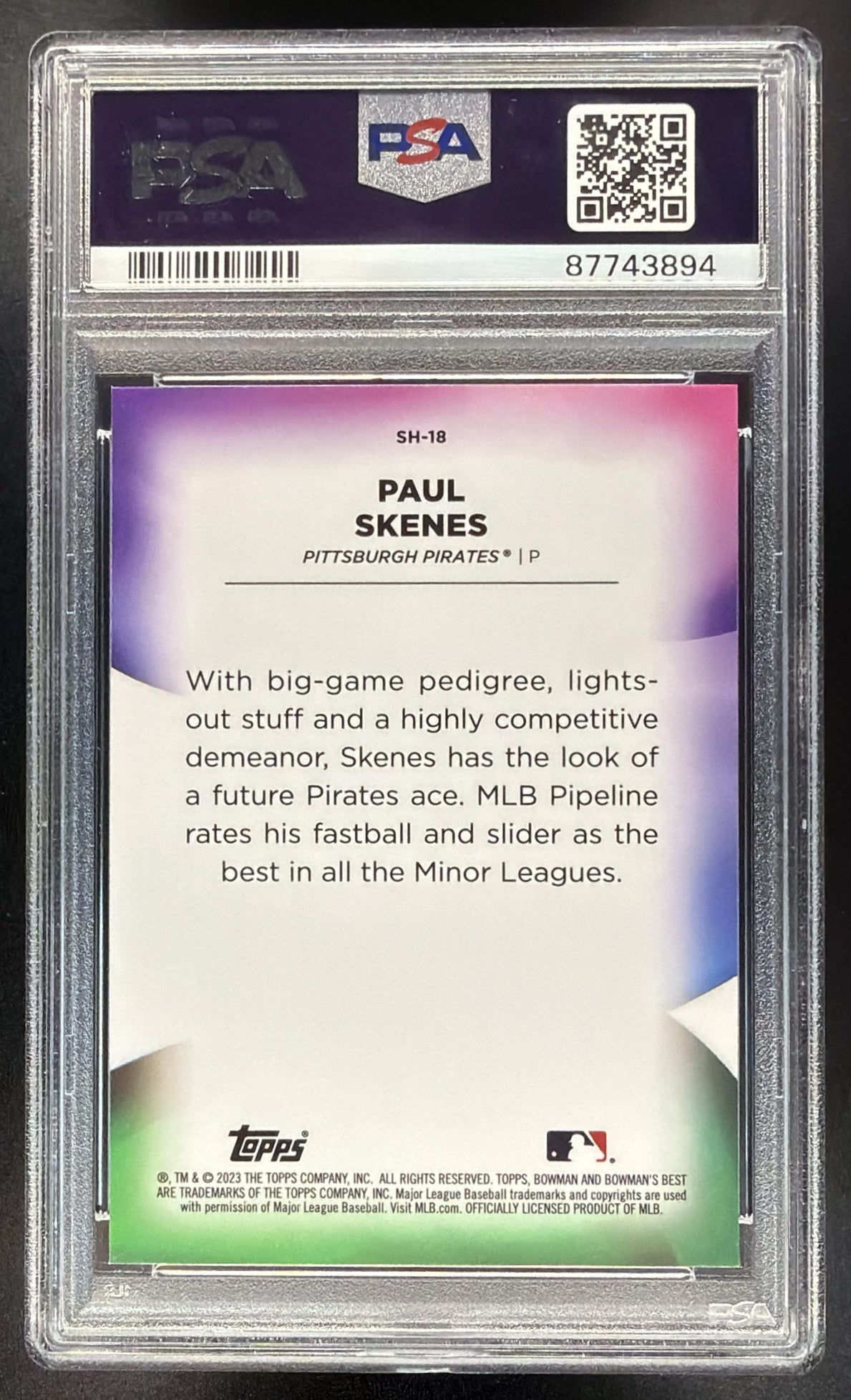 2023 Bowman's Best Paul Skenes #SH-18 Shellacked PSA 10