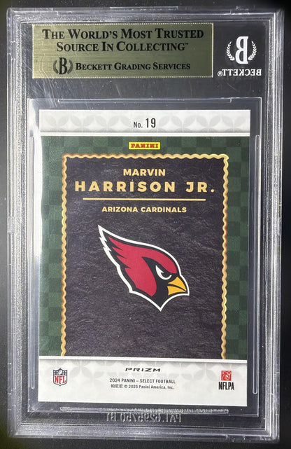2024 Panini Select Marvin Harrison Jr. #19 Score Throwback Zebra Prizm RC BGS 9.5