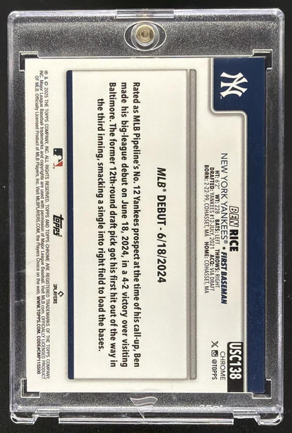 2025 Topps Chrome Update Ben Rice #USC138 White Refractor 1/30 RC
