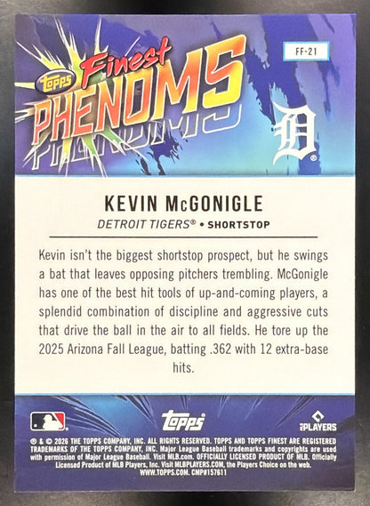 2026 Topps Finest Kevin McGonigle #FF-21 Phenoms Geometric Refractor RC Tigers