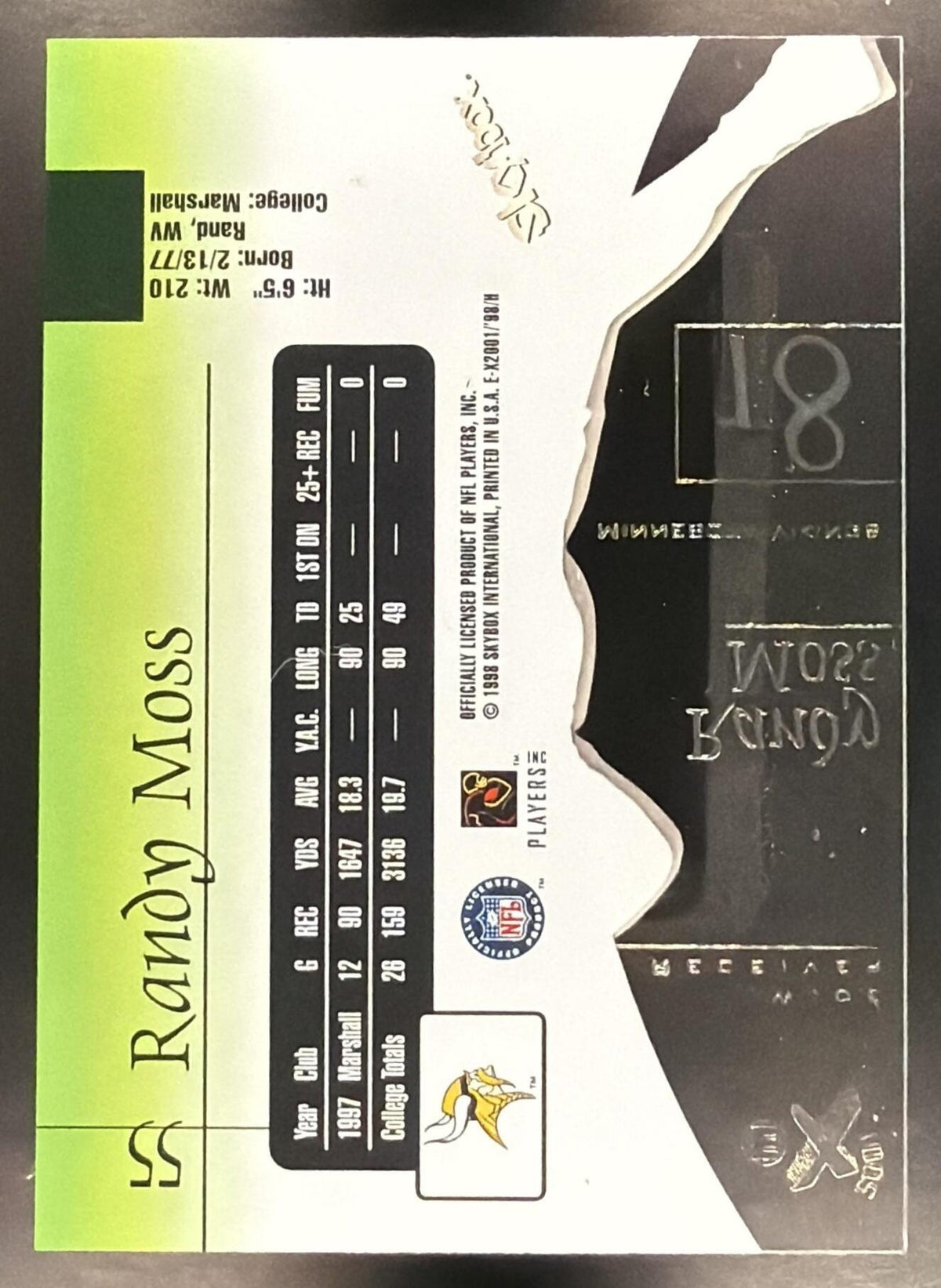 1998 Skybox E-X2001 Randy Moss #55 RC