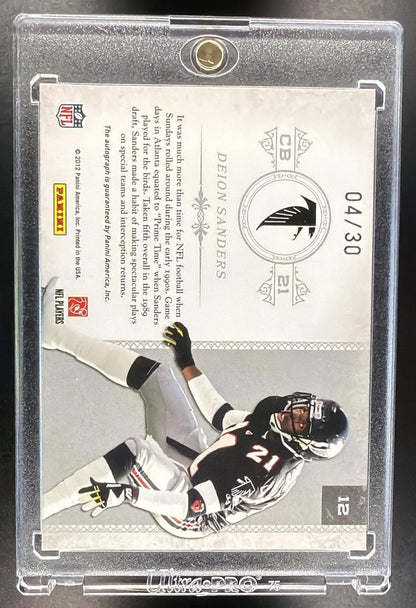 2011 Panini Playoff National Treasures Deion Sanders #12 HOF Patch Auto 4/30