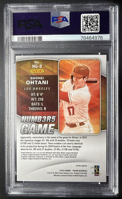 2020 Panini Prizm Shohei Ohtani #NG-8 Numbers Game Pink PSA 10