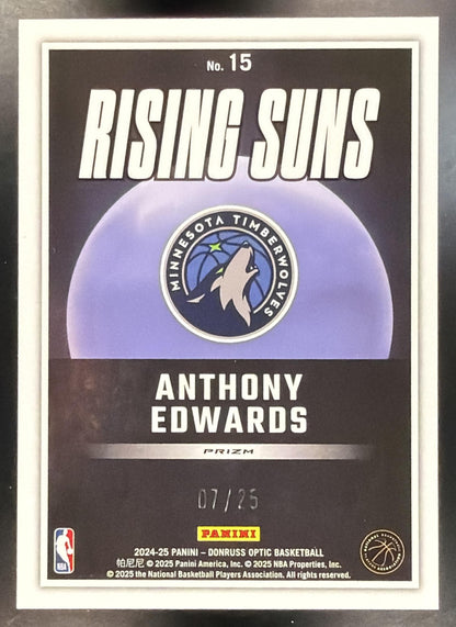 2024 Panini Donruss Optic Anthony Edwards #15 Rising Suns Green International 07/25