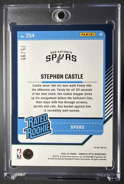 2024-25 Panini Donruss Optic Stephon Castle #254 Red Prizm 75/99 RC Rated Rookie