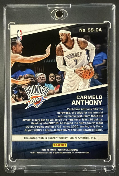2017 Panini Absolute Carmelo Anthony #SS-CA Signature Standouts /15 Auto