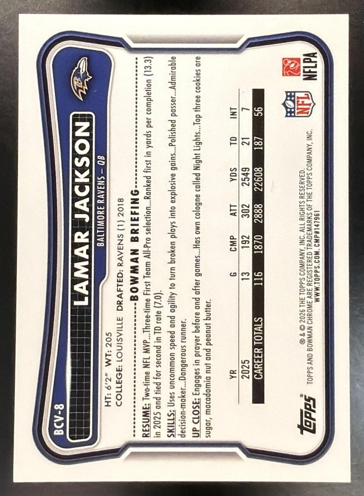 2026 Bowman Lamar Jackson #BCV-8 Red Geometric 5/5