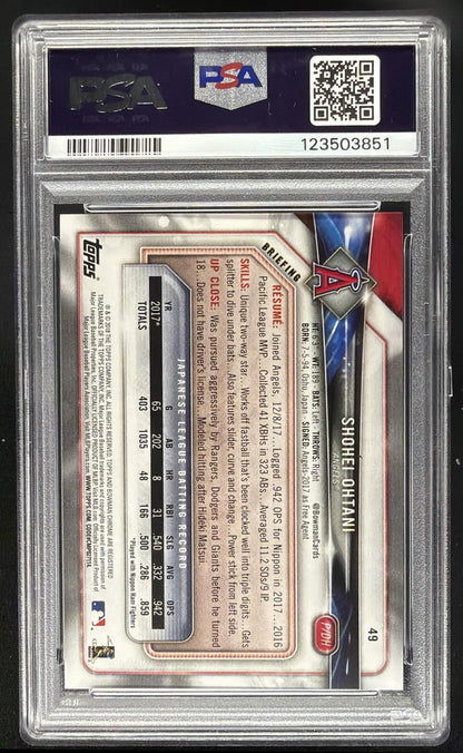 2018 Bowman Shohei Ohtani #49 RC PSA 9