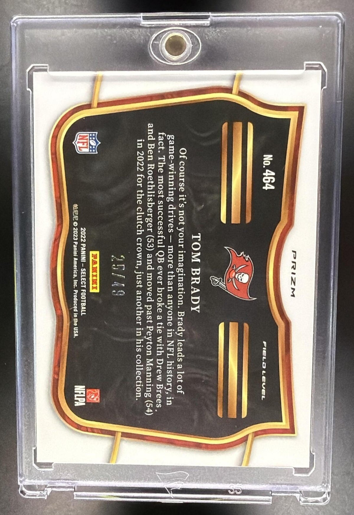 2022 Panini Select Tom Brady #464 Blue Prizm 25/49 Field Level