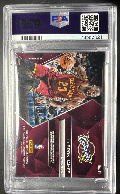 2016-17 Panini Spectra LeBron James #11 Spectacular Swatches Pink /49 PSA 9