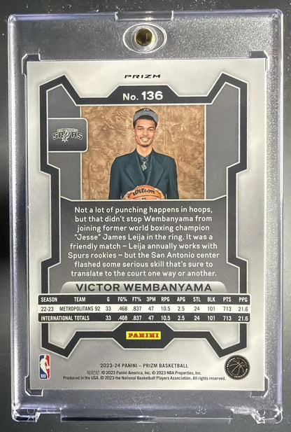 2023-24 Panini Prizm Victor Wembanyama #136 Prizms Fast Break RC