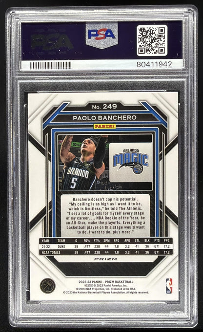 2022-23 Panini Prizm Paolo Banchero #249 Prizm Pink Ice RC PSA 10