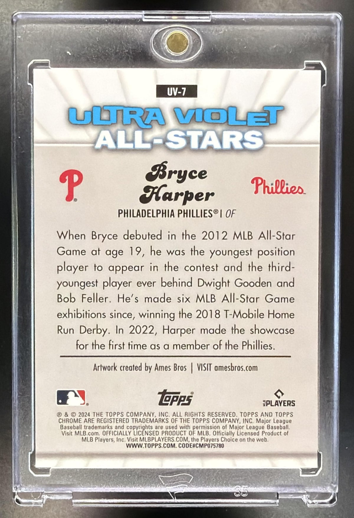 2024 Topps Chrome Bryce Harper #UV-7 Ultraviolet All Stars