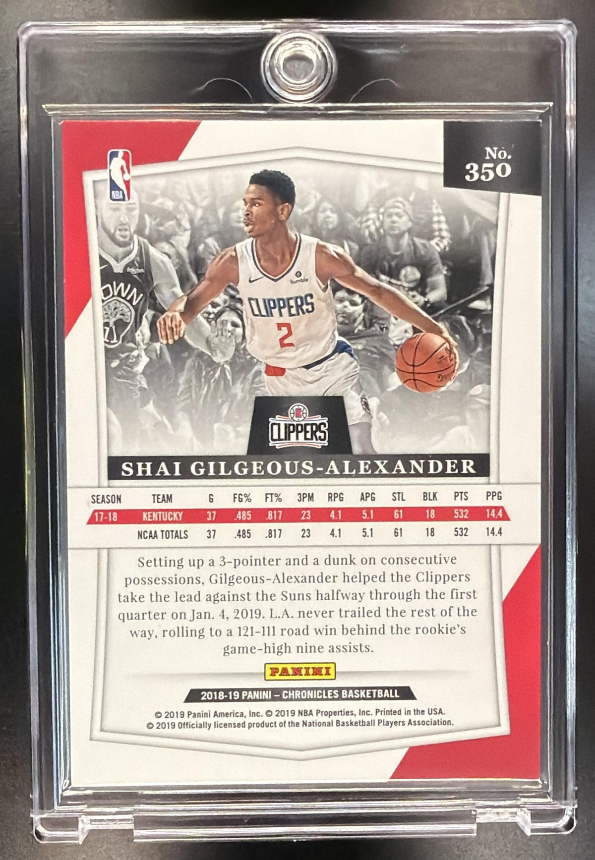 2018-19 Panini Chronicles Shai Gilgeous-Alexander #350 RC Majestic /249 Clippers