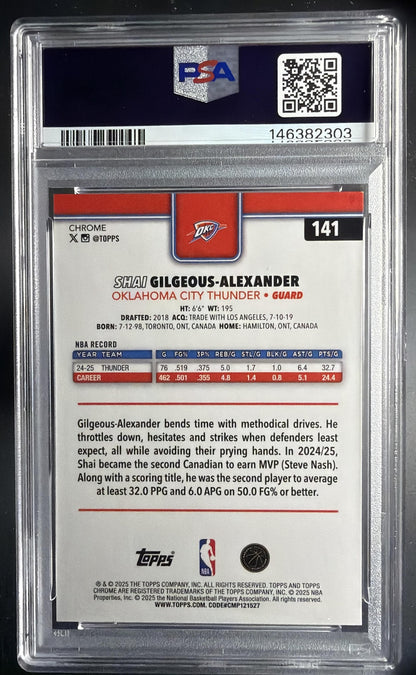 2025 Topps Chrome Shai Gilgeous-Alexander #141 Image Variation Green Speckle /99 PSA 9