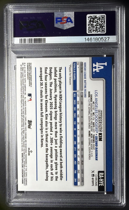 2025 Topps Chrome Hyeseong Kim #RA-HYE Rookie Auto RC PSA 9
