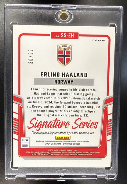 2024-25 Panini Donruss Erling Haaland #SS-EH Signature Series Blue 30/99 Auto