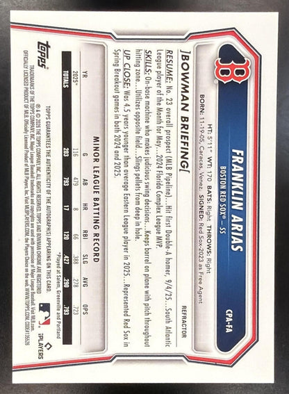 2026 Bowman Chrome Franklin Arias #CPA-FA Prospects Auto Refractor 130/499