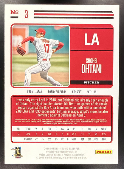 2018 Panini Chronicles Shohei Ohtani #3 Studio RC