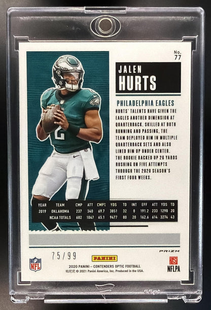 2020 Panini Contenders Optic Jalen Hurts #77 Blue Rookie /99