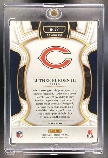 2025 Panini Select Luther Burden III #72 Concourse Zebra Prizm Shock RC