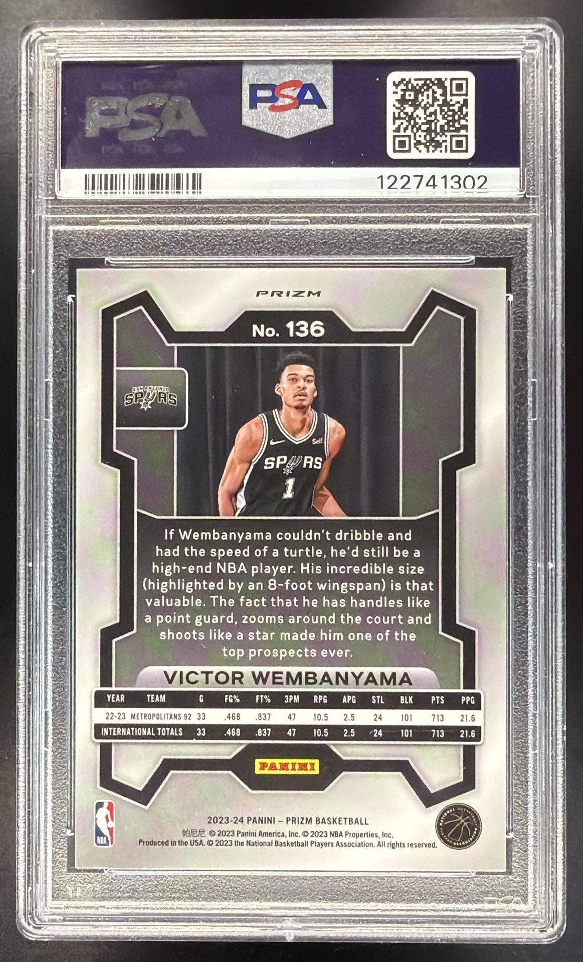 2023-24 Panini Prizm Victor Wembanyama #136 Prizms Green RC PSA 10 Spurs