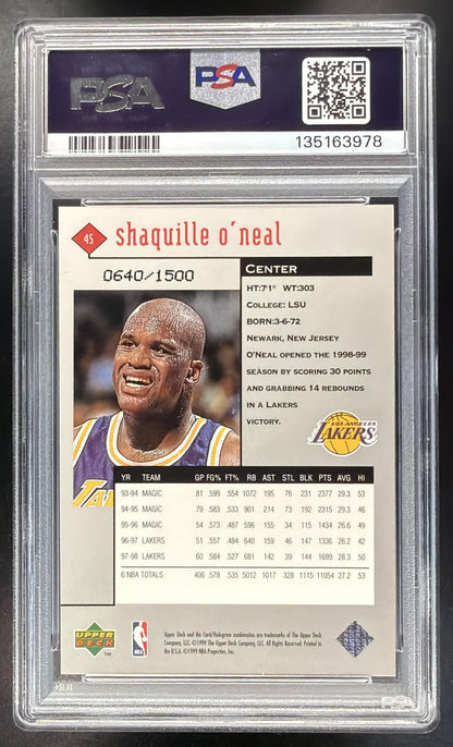 1998-99 Upper Deck Black Diamond Shaquille O'Neal #45 /1500 PSA 9