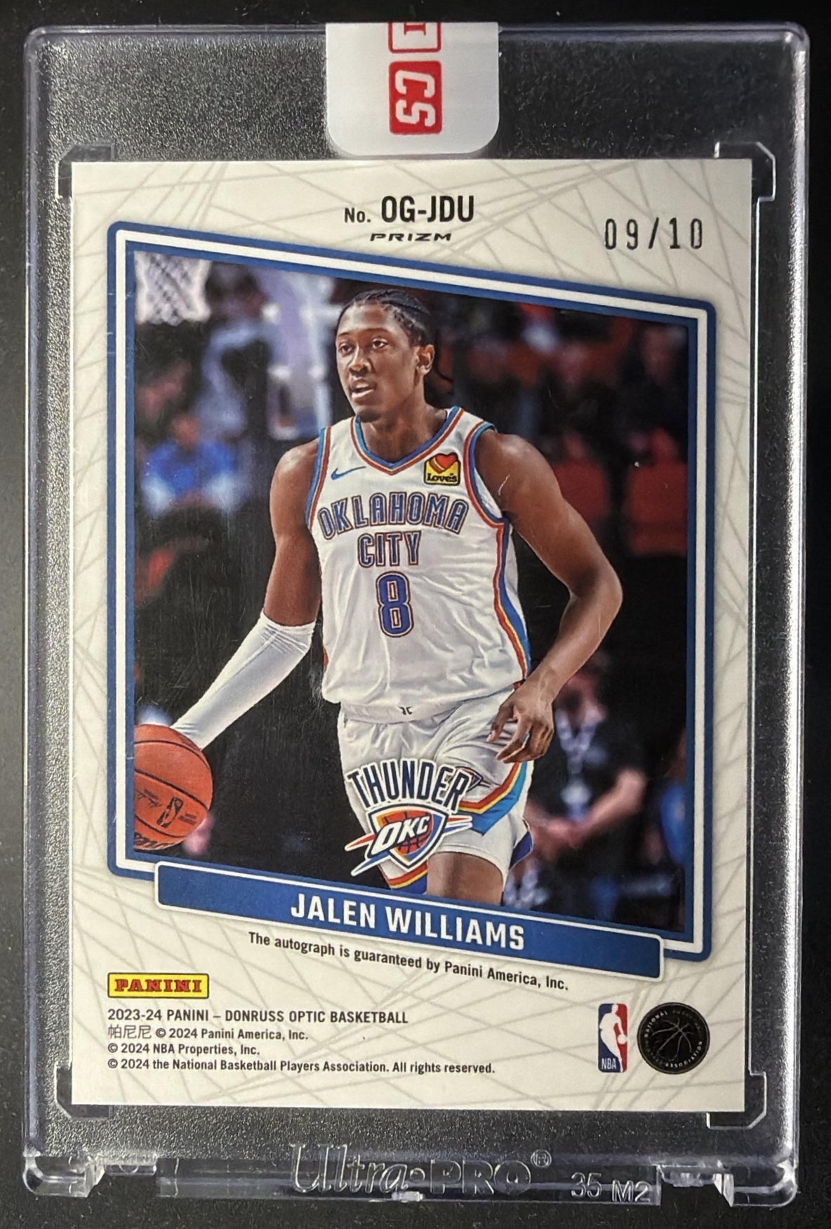 2023-24 Panini Donruss Optic Jalen Williams #TBD Opti Graphs Gold 9/10 Auto