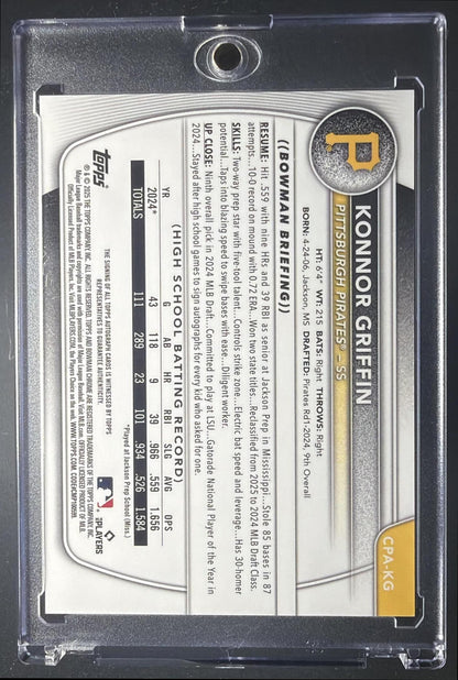 2025 Bowman Konnor Griffin #CPA-KG Chrome Prospect Auto