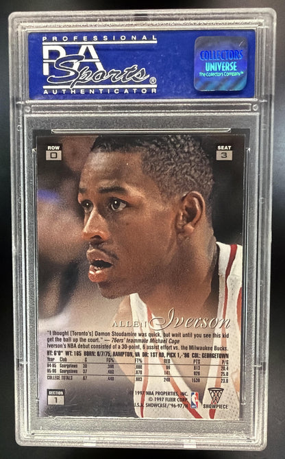 1996-97 Fleer Flair Showcase Allen Iverson #3 Row 0 Showcase RC PSA 8