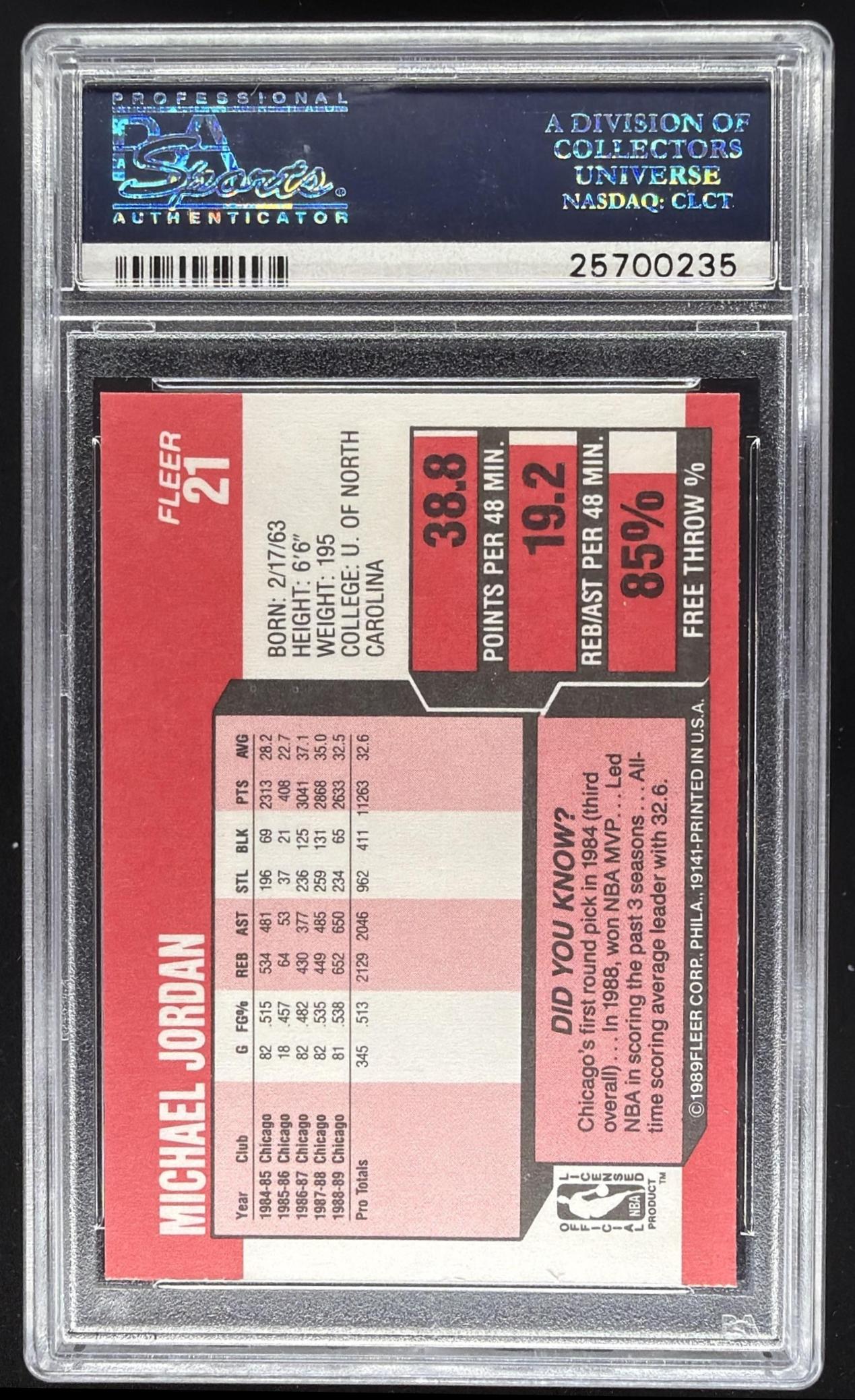 1989-90 Fleer Michael Jordan #21 PSA 9