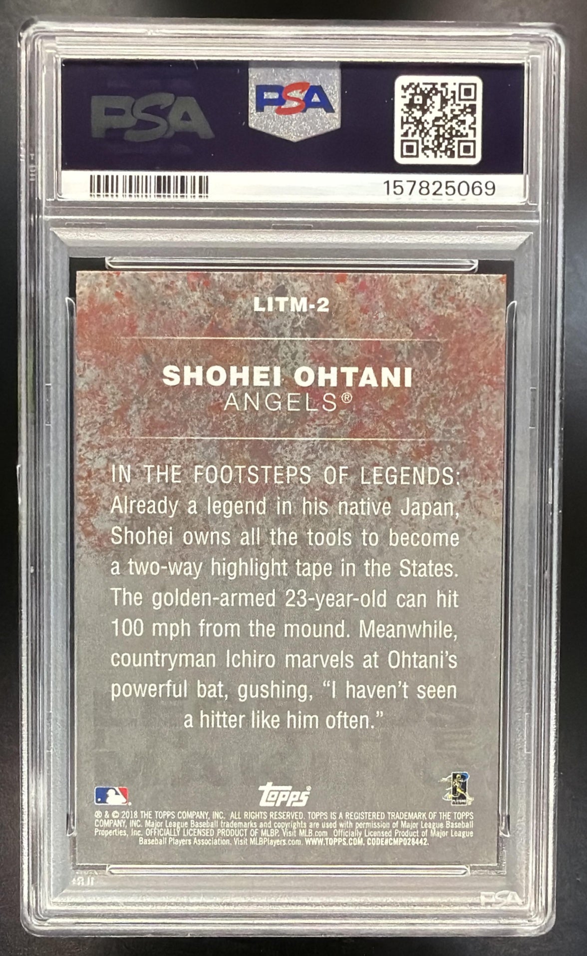 2018 Topps Shohei Ohtani Legends In The Making Rookie PSA 10