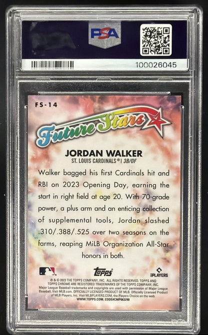 2023 Topps Chrome Logofractor Jordan Walker #FS-14 Future Stars Orange /25 RC PSA 10