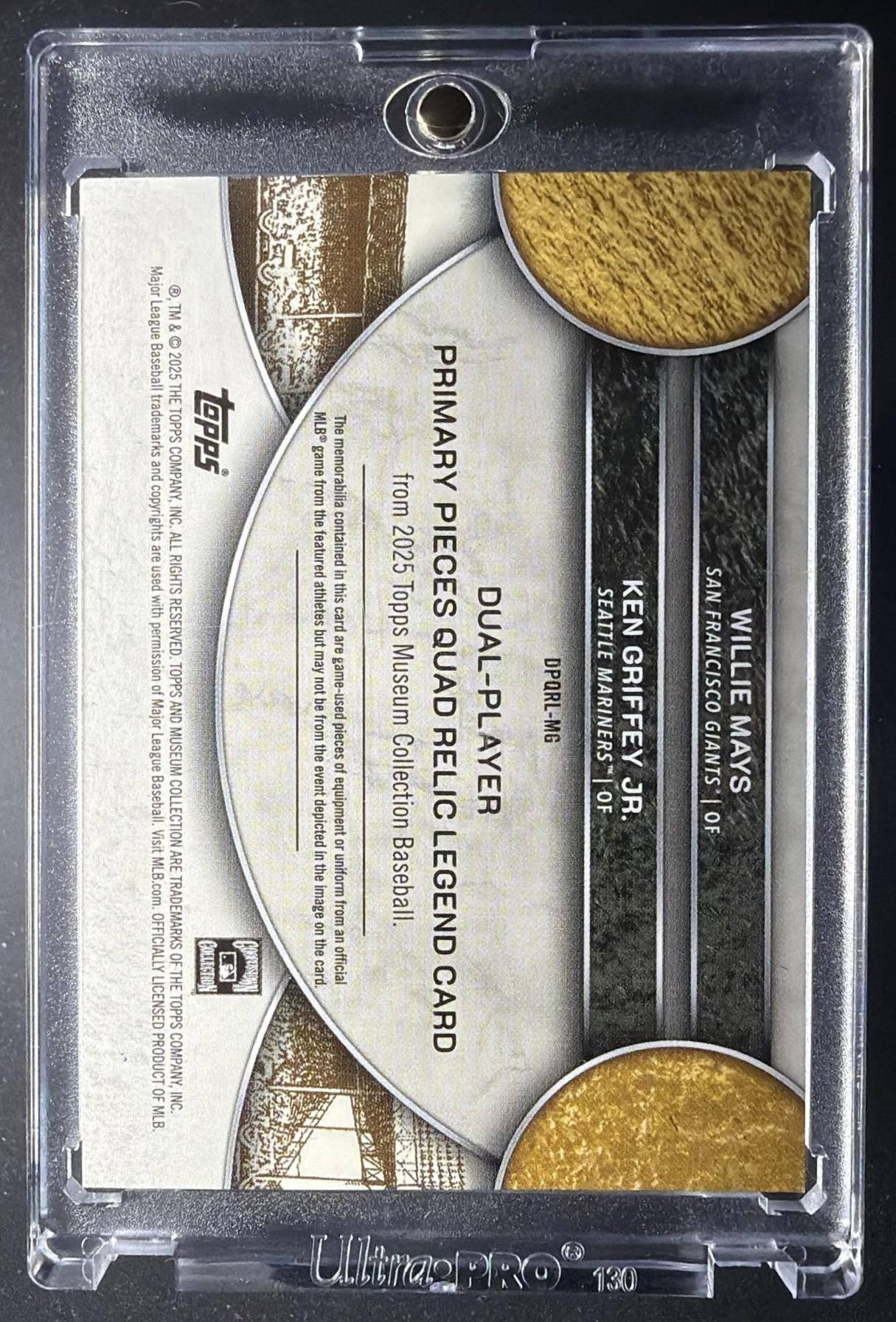 2025 Topps Museum Collection Willie Mays Ken Griffey Jr. #DPQRL-M Gold Patch /49