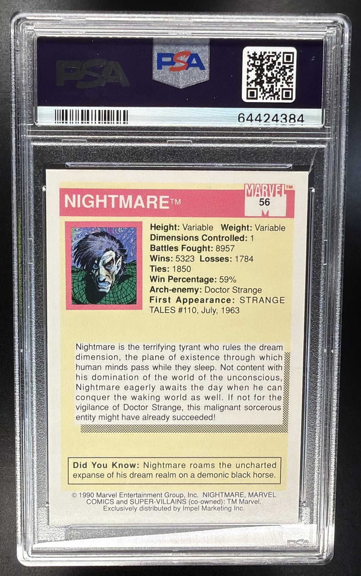 1990 Impel Marvel Universe Nightmare #56 PSA 10