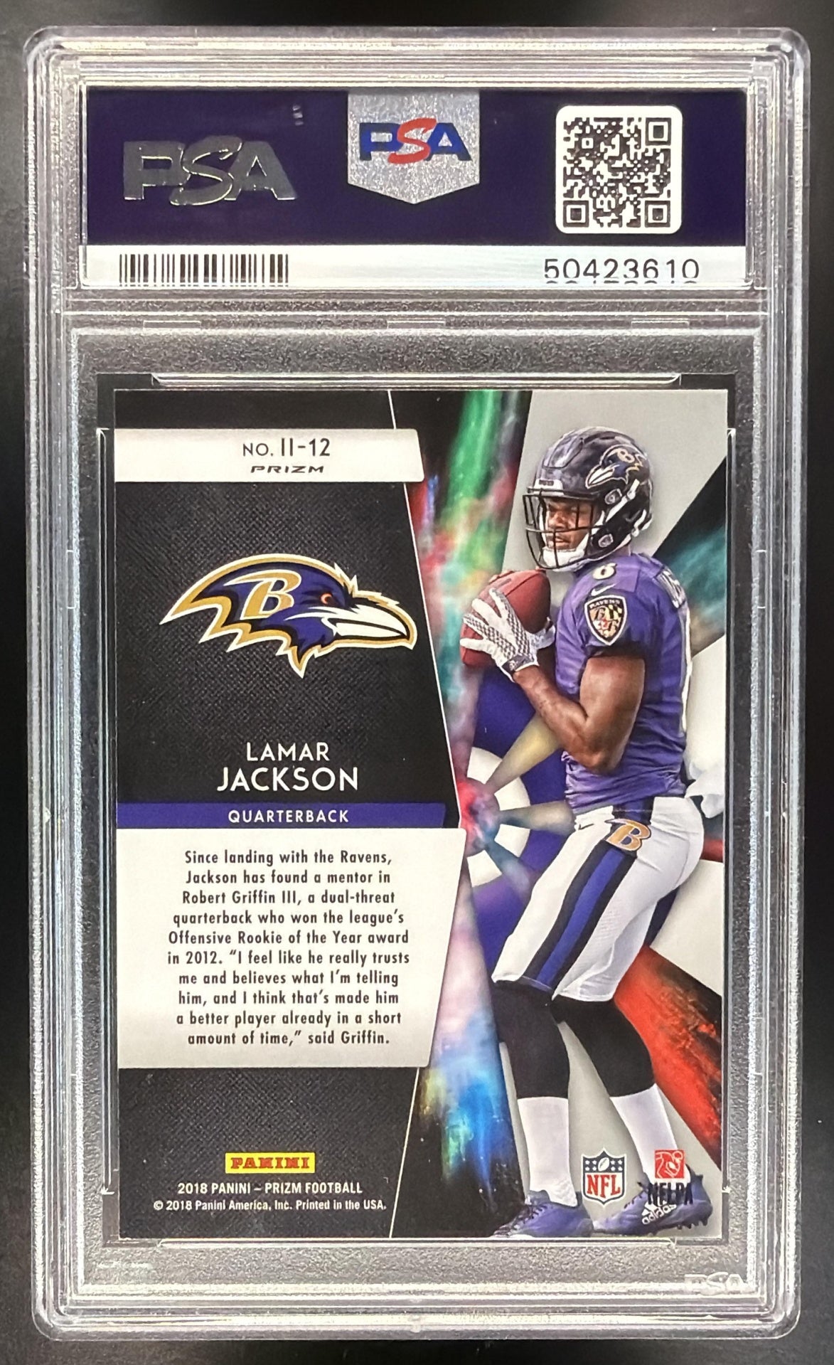 2018 Panini Prizm Lamar Jackson #II-12 Instant Impact RC Silver PSA 10